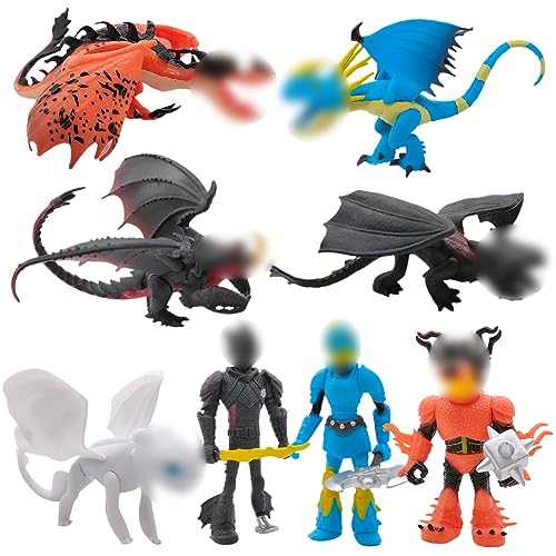 8 Stück Dragon Figuren, Drachen Action Figuren, Spielzeug Drachen Kuchendekoration, Dinosaurier Figuren Spielzeug Set, Dragon Puppe Toys Actionfiguren Toy für Kinder Geburtstags von ZGCXRTO