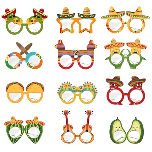 ZGCXRTO 12-teiliges Party-Brillenband, Papier, Brille, verkleidet, mexikanisch, Fiesta, Brille, Zubehör, Kostüm, Dekoration für Kinder und Erwachsene ZGCXRTO 12-teiliges Party-Brillenband, Papier, Brille, verkleidet, mexikanisch, Fiesta, Brille, Zubehör, Kostüm, Dekoration für Kinder und Erwachsene von ZGCXRTO