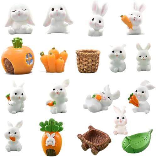 ZGCXRTO 18 Stück Mini Hase Figuren,Easter Bunny Figuren,Miniatur Kaninchen Ornamente,Mini Hasen Osterdeko,Rabbit Figur Für Ostern Micro Landschaft Dekoration Kinder Geburtstag Geschenk von ZGCXRTO