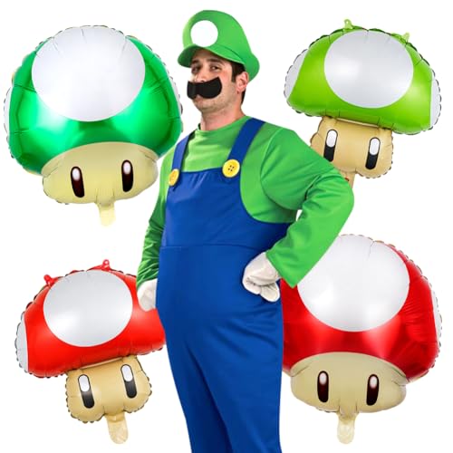ZGCXRTO Brothers Grün Cosplay Kostüme,7 PCS Super Klempner Kostüm Set,Mütze Schnurrbärte Handschuhe Brothers Jumpsuit,Luftballons Pilz,Pilz Deko Geburtstag,Geeignet für Karneval,Cosplay ZGCXRTO Brothers Grün Cosplay Kostüme,7 PCS Super Klempner Kostüm Set,Mütze Schnurrbärte Handschuhe Brothers Jumpsuit,Luftballons Pilz,Pilz Deko Geburtstag,Geeignet für Karneval,Cosplay von ZGCXRTO