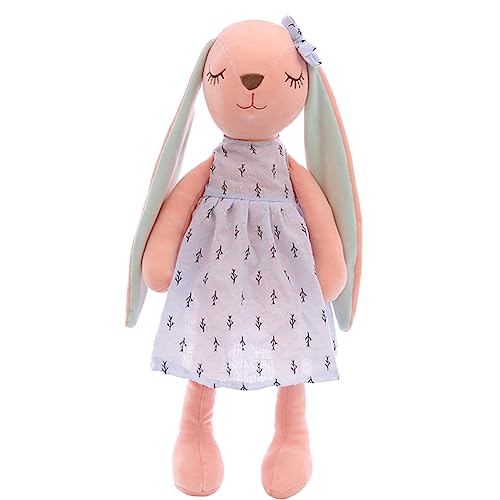 ZGCXRTO Plüsch Hase Floppy Ohren, Plüsch Hase mit Blauem Kleid, Weiches Spielzeug für Babys, Schlaf Komfort Kissen, Geschenk für Weihnachten, für Ostern Kinder Geburtstag(35cm) von ZGCXRTO