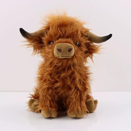ZGCXRTO Plüschspielzeug Highland, weich getufteter Cow Plüsch, Tierpuppe, Heimdekoration, beste Geschenke für Kinder, Plüschspielzeug (28 cm, braun) von ZGCXRTO