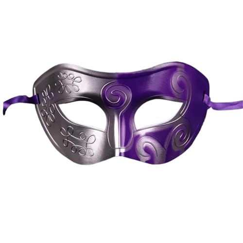 ZGCrumphant 1 Stück Maske Antik Gold und Silber Flachkopfmaske Ball Party Versammlung Männer und Frauen Halbmaske Dekoration für Party(Purple) von ZGCrumphant