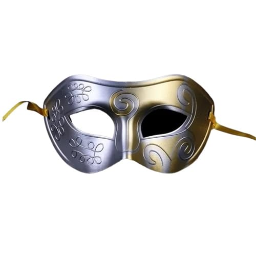 ZGCrumphant 1 Stück Maske Antik Gold und Silber Flachkopfmaske Ball Party Versammlung Männer und Frauen Halbmaske Dekoration für Party(Yellow) von ZGCrumphant