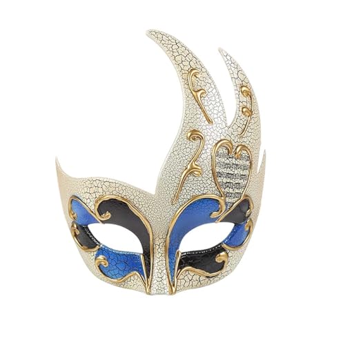 ZGCrumphant Ballmasken Upper Crack Half Face Masquerade Mask Theme Party Mask Dance Makeup Props für Party(Blue) von ZGCrumphant