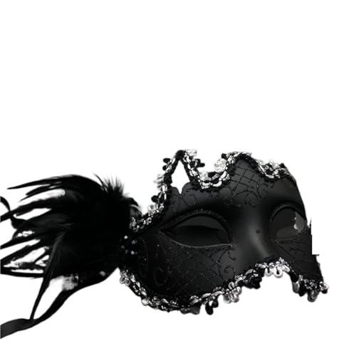 ZGCrumphant Feder-Blumen-Spitze-Frauen-Prinzessin-Maskerade-unregelmäßige Maske-halbes Gesicht-Erwachsen-Partei-Werkzeug für Party(Black) von ZGCrumphant