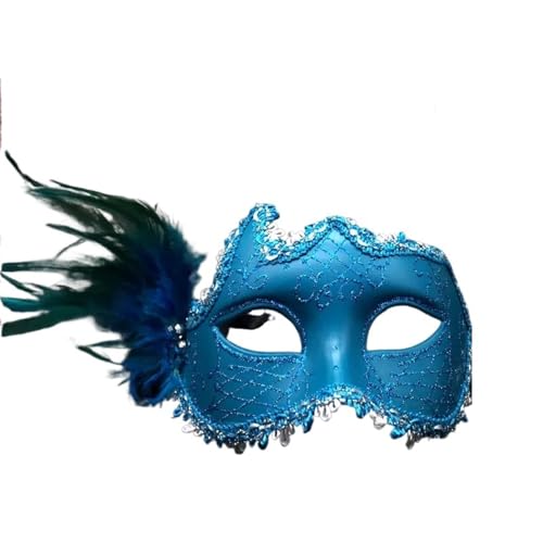 ZGCrumphant Feder-Blumen-Spitze-Frauen-Prinzessin-Maskerade-unregelmäßige Maske-halbes Gesicht-Erwachsen-Partei-Werkzeug für Party(Blue) von ZGCrumphant