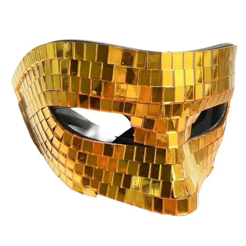 ZGCrumphant Glitzer-Kugelmaske for Erwachsene, halbe Gesichtsabdeckung, glitzernde Spiegelmaske, Motto-Party-Requisiten-Maske, Augenmaske für Party(Gold) von ZGCrumphant