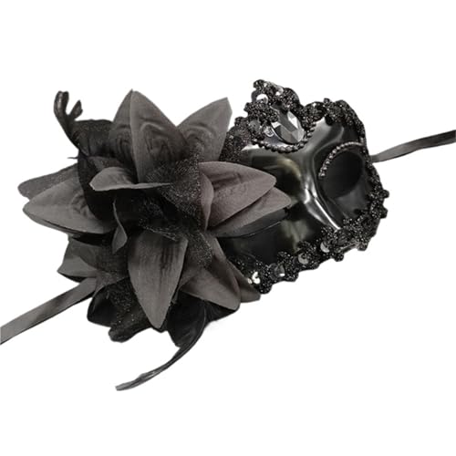 ZGCrumphant Kostüme Frauen Maske Silber Weiß Gold Schwarz Spitze Gesicht Prinzessin Maskenball Ausgefallene Masken Partyzubehör für Party(Black) von ZGCrumphant