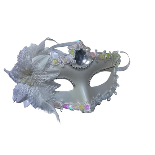 ZGCrumphant Kostüme Frauen Maske Silber Weiß Gold Schwarz Spitze Gesicht Prinzessin Maskenball Ausgefallene Masken Partyzubehör für Party(White) von ZGCrumphant
