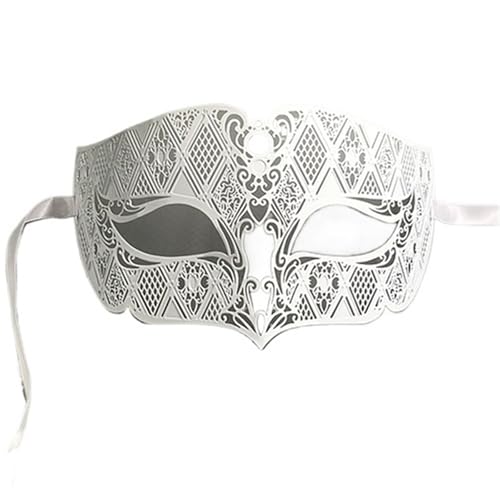 ZGCrumphant Männliche Metall Filigrane Laser Cut Männer Maskerade Augenmasken Party Hochzeit Ball Masken für Party(White) von ZGCrumphant
