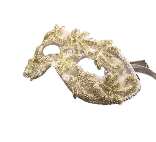 ZGCrumphant Maske Damen Kunststoffmaterial Exquisites halbes Gesicht Vielseitig Geeignet for Federdekoration Braut Erwachsene Requisiten für Party(WHITE) von ZGCrumphant