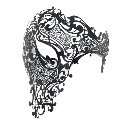 ZGCrumphant Metallmaske Halloween Strass Halbgesicht Maskerade Männer Frauen Partymaske für Party(Black-type 1) von ZGCrumphant