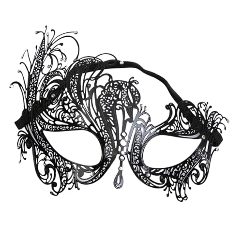 ZGCrumphant Metallmaske Halloween Strass Halbgesicht Maskerade Männer Frauen Partymaske für Party(Black-type 2) von ZGCrumphant