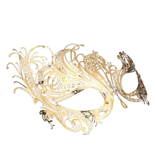 ZGCrumphant Metallmaske Halloween Strass Halbgesicht Maskerade Männer Frauen Partymaske für Party(Gold-type 2) von ZGCrumphant