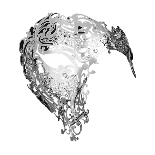 ZGCrumphant Metallmaske Halloween Strass Halbgesicht Maskerade Männer Frauen Partymaske für Party(Silver-type 1) von ZGCrumphant