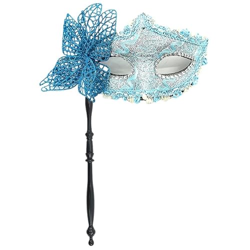 ZGCrumphant Party-Maske mit Haltestab, Abend-, Abschlussball-, Maskerade-Maske, Bühnen-Requisiten, Halbgesichtsmasken for Frauen für Party(Blue) von ZGCrumphant