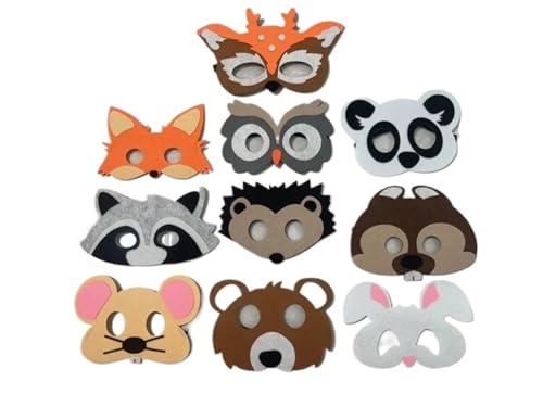 ZGCrumphant Party-Masken, Dschungel-Tier-Filzmaske, Kinder-Rollenspiel-Maske, Kinder-Anzieh-Party-Maske für Party(10pcs) von ZGCrumphant