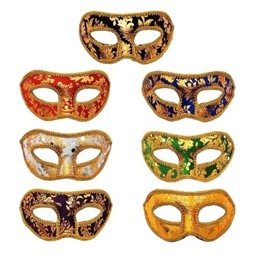 ZGCrumphant Partymaske Vintage Antikmasken Maskerademasken Unisex Half Face Partymasken für Party(7 Pcs) von ZGCrumphant