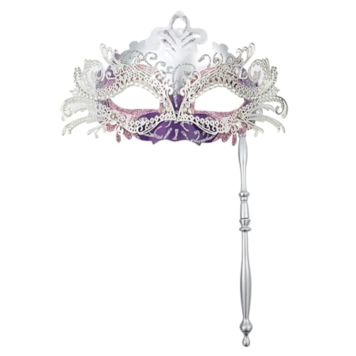 ZGCrumphant Partymaske mit Haltestab, Abend, Abschlussball, Maskerade, Bühne, Cosplay, Requisiten, halbe Gesichtsmasken for Frauen für Party(Beige) von ZGCrumphant