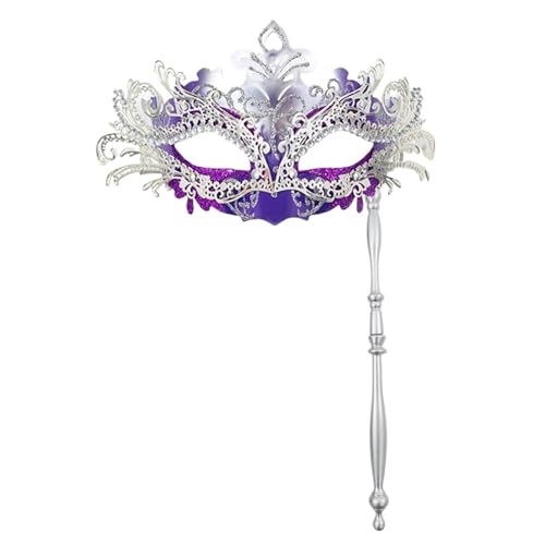 ZGCrumphant Partymaske mit Haltestab, Abend, Abschlussball, Maskerade, Bühne, Cosplay, Requisiten, halbe Gesichtsmasken for Frauen für Party(Dark Blue) von ZGCrumphant