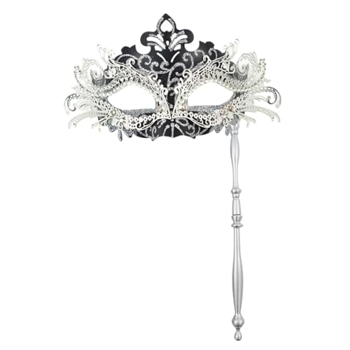 ZGCrumphant Partymaske mit Haltestab, Abend, Abschlussball, Maskerade, Bühne, Cosplay, Requisiten, halbe Gesichtsmasken for Frauen für Party(Hot Pink) von ZGCrumphant