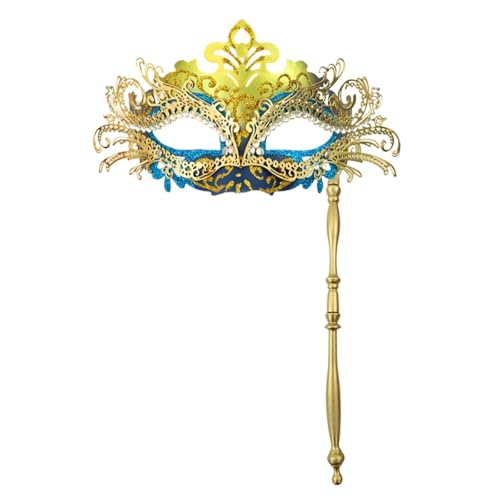 ZGCrumphant Partymaske mit Haltestab, Abend, Abschlussball, Maskerade, Bühne, Cosplay, Requisiten, halbe Gesichtsmasken for Frauen für Party(Light Blue) von ZGCrumphant