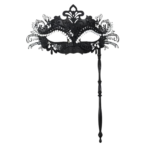 ZGCrumphant Partymaske mit Haltestab, Abend, Abschlussball, Maskerade, Bühne, Cosplay, Requisiten, halbe Gesichtsmasken for Frauen für Party(Orange) von ZGCrumphant