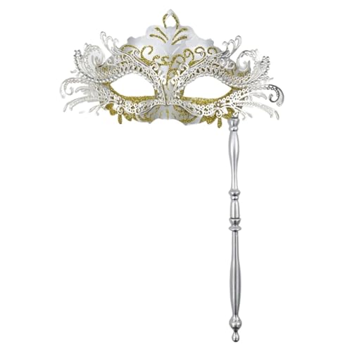 ZGCrumphant Partymaske mit Haltestab, Abend, Abschlussball, Maskerade, Bühne, Cosplay, Requisiten, halbe Gesichtsmasken for Frauen für Party(Red) von ZGCrumphant
