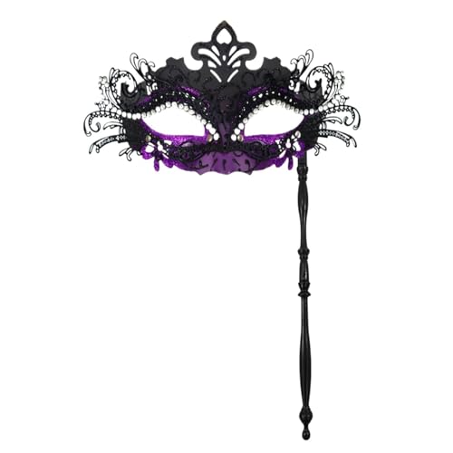 ZGCrumphant Partymaske mit Haltestab, Abend, Abschlussball, Maskerade, Bühne, Cosplay, Requisiten, halbe Gesichtsmasken for Frauen für Party(Sky Blue) von ZGCrumphant