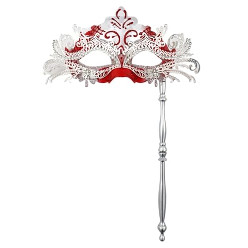 ZGCrumphant Partymaske mit Haltestab, Abend, Abschlussball, Maskerade, Bühne, Cosplay, Requisiten, halbe Gesichtsmasken for Frauen für Party(White) von ZGCrumphant