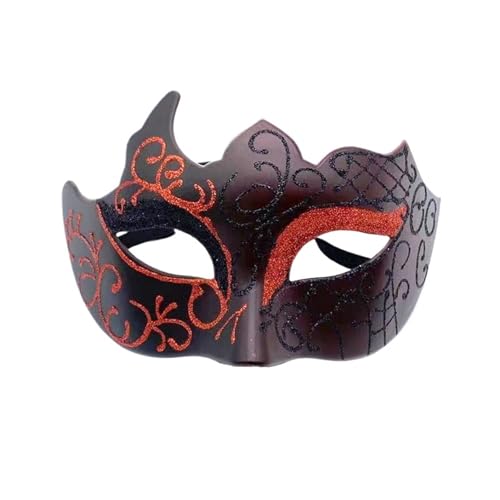 ZGCrumphant Retro bemalte Halbgesichts-Maskerademaske for Damen und Herren, Kostümzubehör, Party-Requisiten für Party(Black dark red) von ZGCrumphant