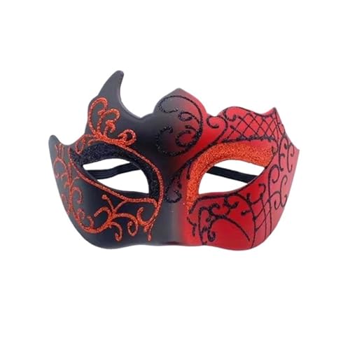 ZGCrumphant Retro bemalte Halbgesichts-Maskerademaske for Damen und Herren, Kostümzubehör, Party-Requisiten für Party(Black red) von ZGCrumphant