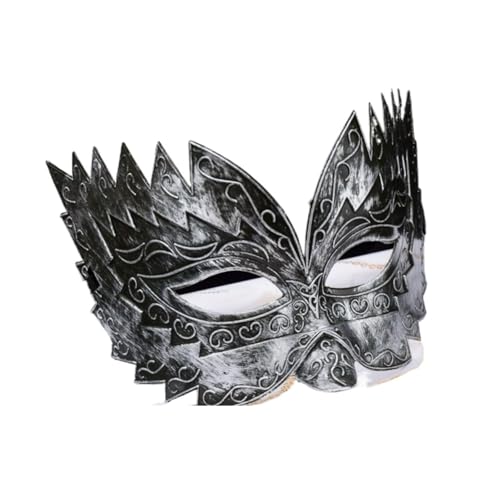 ZGCrumphant Vintage Maskerade Maske For Männer Gold Silber Maske Augenmaske Rave Accessoire für Party(Silver) von ZGCrumphant