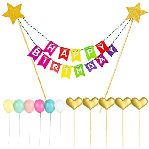 16-Teiliges Geburtstagsdeko-Einsatzset, Kuchendekorationsset, Geburtstagskuchendekoration, Geburtstagskuchenaufsatz, Regenbogenkuchendekoration 16-Teiliges Geburtstagsdeko-Einsatzset, Kuchendekorationsset, Geburtstagskuchendekoration, Geburtstagskuchenaufsatz, Regenbogenkuchendekoration von ZGDEIWGF