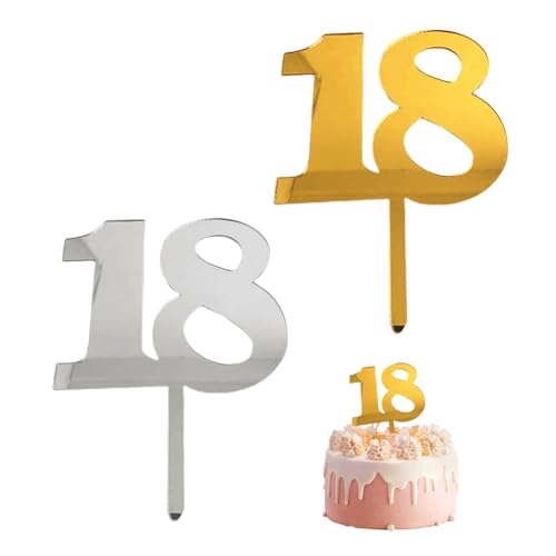 2 Stück Acryl-Kucheneinsätze, Cupcake-Dekorationen Zum 18. Geburtstag, Dekorationen Zum 18. Geburtstag Mädchen In Silber Und Gold, Tortenaufsatz Geburtstag Gold 2 Stück Acryl-Kucheneinsätze, Cupcake-Dekorationen Zum 18. Geburtstag, Dekorationen Zum 18. Geburtstag Mädchen In Silber Und Gold, Tortenaufsatz Geburtstag Gold von ZGDEIWGF