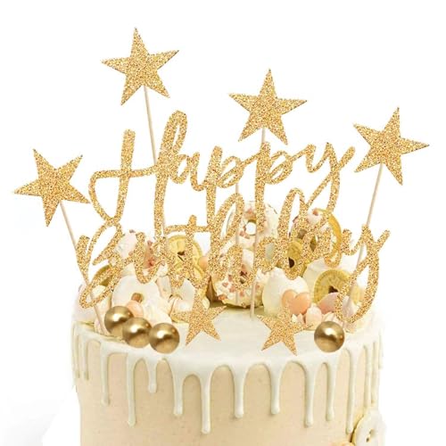 22 Stück Stern-Geburtstagskarten, 20 Stück Kuchenbällchen, Kuchendekorationskarten, Glitzer-Kuchenaufsatz, Dessertkarte, Goldene Kuchendekoration, Geeignet Für Desserts Und Partygebäck 22 Stück Stern-Geburtstagskarten, 20 Stück Kuchenbällchen, Kuchendekorationskarten, Glitzer-Kuchenaufsatz, Dessertkarte, Goldene Kuchendekoration, Geeignet Für Desserts Und Partygebäck von ZGDEIWGF