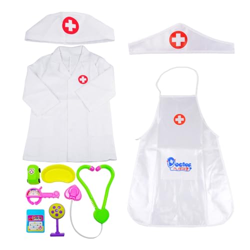 ZGDEIWGF 1 Satz Schürze, 1 Satz Arztuniform, 1 Satz Medizinisches Spielzeug, Arztanzug Für Kinder, Rollenspiel, Tierarztkostüm Für Kinder, Arztkleidung, Krankenschwesterkostüm Für Kinder ZGDEIWGF 1 Satz Schürze, 1 Satz Arztuniform, 1 Satz Medizinisches Spielzeug, Arztanzug Für Kinder, Rollenspiel, Tierarztkostüm Für Kinder, Arztkleidung, Krankenschwesterkostüm Für Kinder von ZGDEIWGF