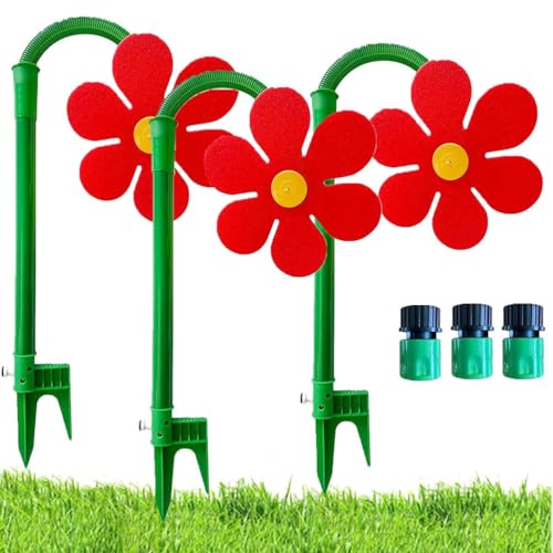 ZGFHLI Crazy Water Daisy Sprinkler, 2025 Neues Crazy Daisy Water Sprinkler, Blumensprinkler Für Kinder, 360° Drehbares Gartenbewässerungsgerät, Für Garten Und Rasen,Rot von ZGFHLI