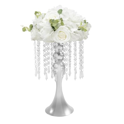 10 Stück 13,77 Zoll große Blumenständer for Hochzeitsmittelstücke – elegante Vasen aus Eisen und Acryl for Veranstaltungen, Partys, Heimdekoration(Silver,13.77in) von ZGHQHCDRH
