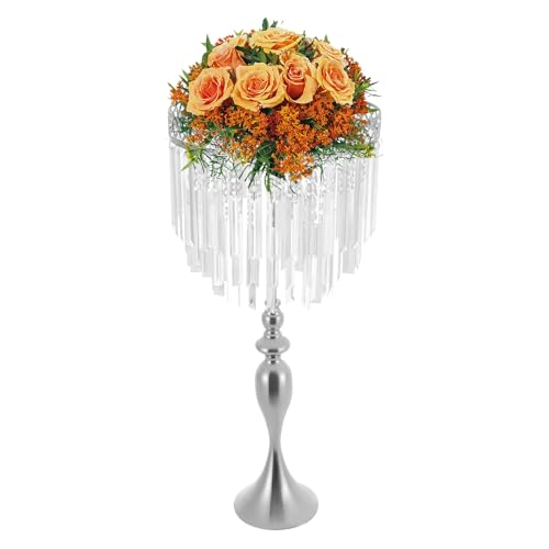 Eleganter Blumenständer for Hochzeiten mit Eisvorhang-Anhängern – for Hochzeiten, Geburtstage und als Heimdekoration(Silver) von ZGHQHCDRH