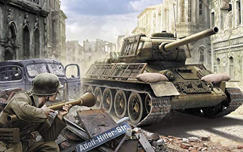 ZGNH Puzzle 1000 Teile Hölzern，Panzer T-34 Militärindustrie Militärsoldat， Dekompression der Erwachsenen，Kinderpuzzle Spiele ab 8 Jahren, Spielzeug für Mädchen Jungen Teenager (75x50 cm) von ZGNH