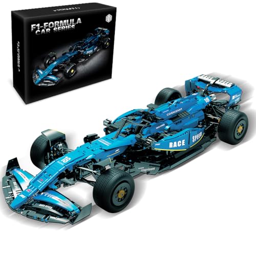 ZGZBLOCK Formel 1 Rennwagen Baukasten,MOC 1:8 Maßstab Modell Bauklötze Spielzeug, für 12+ Jahre Kinder Erwachsene (2361 Teile) (Blau) von ZGZBLOCK