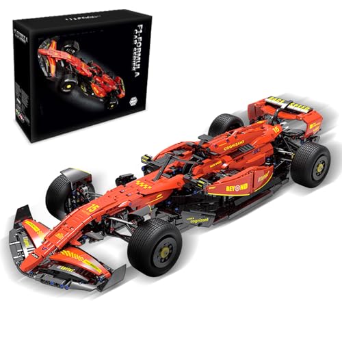 ZGZBLOCK Formel 1 Rennwagen Baukasten,MOC 1:8 Maßstab Modell Bauklötze Spielzeug, für 12+ Jahre Kinder Erwachsene (2361 Teile) (Rot) von ZGZBLOCK