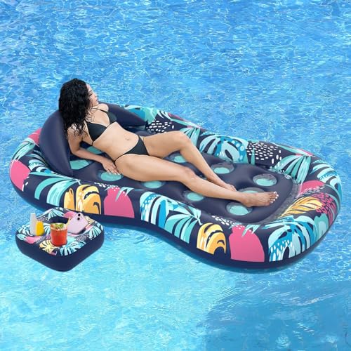 ZHANGYAOSHU Aufblasbare Wasserloch schwimmende Reihe Freibad mit Tasse Sitz Chaise Lounge PVC ovale Bett Sonnenbaden Gerben schwimmende Betten von ZHANGYAOSHU