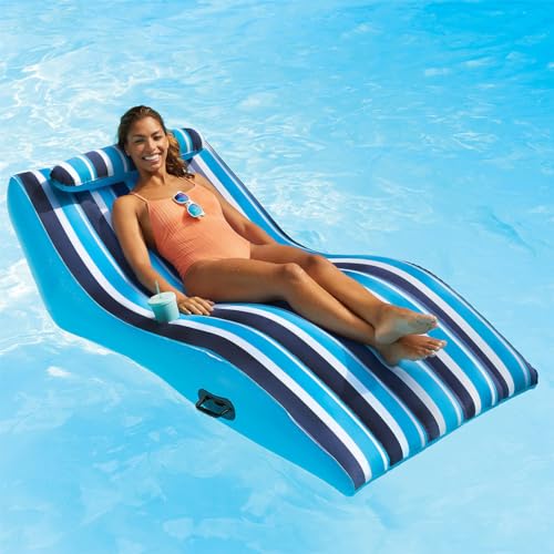 ZHANGYAOSHU Pool schwimmende Liege, Erwachsener Freizeit aufblasbarer Pool-Sitz mit bequemem Kissen und Becherhalter von ZHANGYAOSHU
