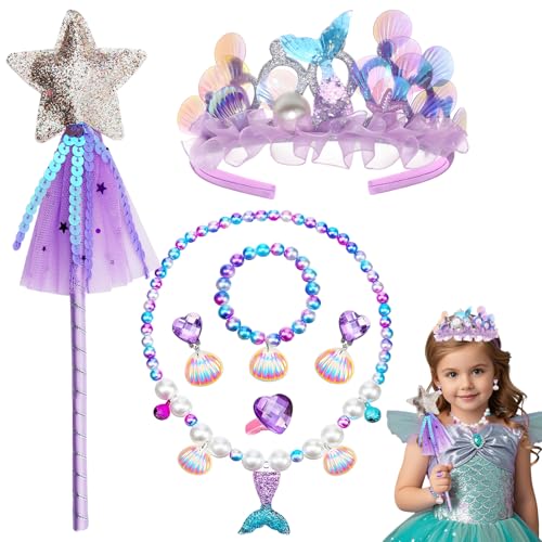 ZHAO GE 6 Stücke Meerjungfrau Schmuck Set für Mädchen, Meerjungfrau Haarreif, Meerjungfrau Kostüm Mädchen, Inklusive Krone Mädchen Ohrclips Halskette Armband Ringe,Kinderschmuck Mädchen 3/4 Jahre ZHAO GE 6 Stücke Meerjungfrau Schmuck Set für Mädchen, Meerjungfrau Haarreif, Meerjungfrau Kostüm Mädchen, Inklusive Krone Mädchen Ohrclips Halskette Armband Ringe,Kinderschmuck Mädchen 3/4 Jahre von ZHAO GE