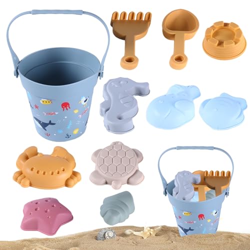 ZHAO GE 11 PCS Strandspielzeug für Kinder, Sandspielzeug Set aus Silikon, Sand Eimer, Schaufel, Meerjungfrau, Seestern, Muschel, Regenbogen Sandkasten Strand Spielzeug Outdoor-Spiele,Blau ZHAO GE 11 PCS Strandspielzeug für Kinder, Sandspielzeug Set aus Silikon, Sand Eimer, Schaufel, Meerjungfrau, Seestern, Muschel, Regenbogen Sandkasten Strand Spielzeug Outdoor-Spiele,Blau von ZHAO GE