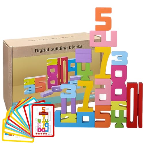 ZHAO GE Wooden Number Building Blocks, 20 Stück Number Blocks, Zahlenbausteine ​​aus Holz, Kinderspielzeug ab 3 Jahre, Zahlenbausteine, Holzbausteine Bauklötze, Geschenke für Mädchen Jungen Kinder von ZHAO GE
