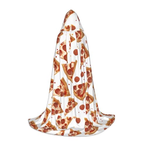 ZHAOLQ 3D Pizza Pepperoni Print Unisex Kapuzenumhang Robe Halloween Cosplay Weihnachten Karneval Tragbares Kostüm von ZHAOLQ